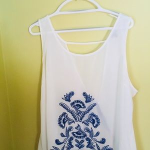Sheer Open Back Charlotte Russe Top 2X